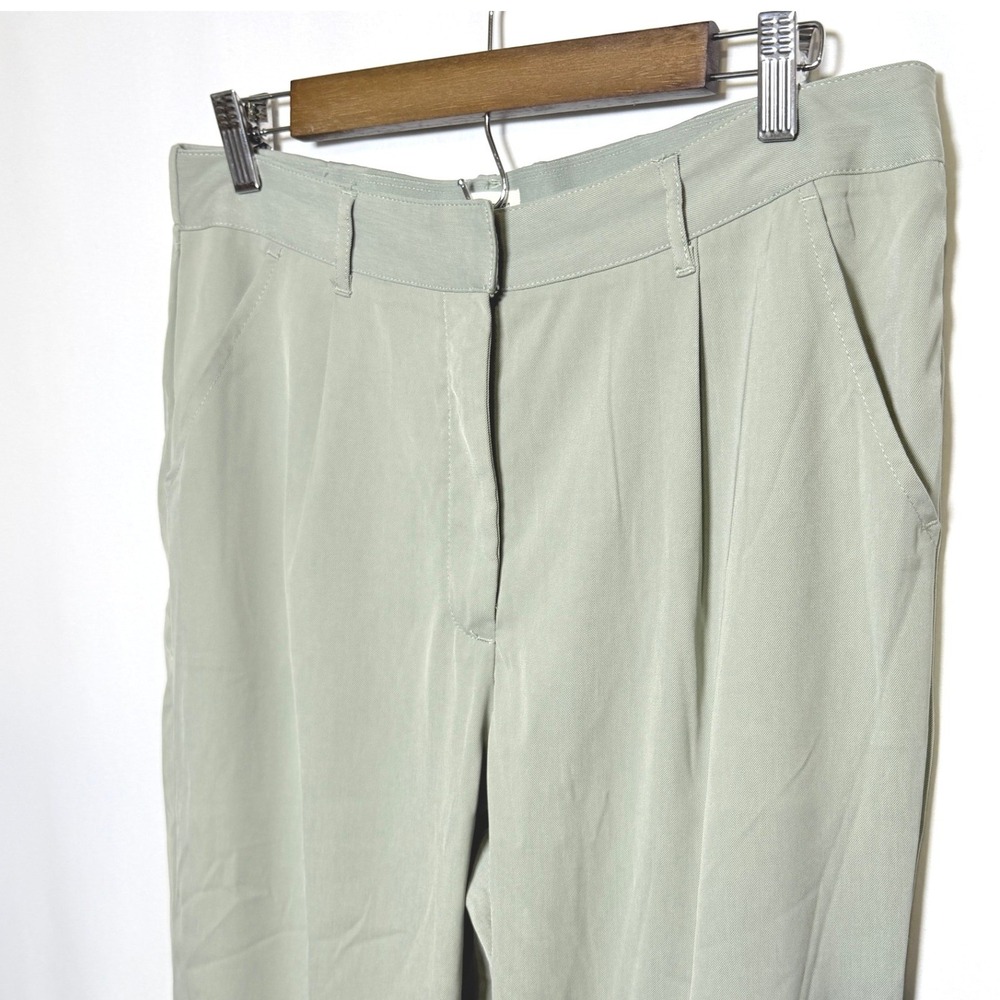 Max Studio Womens Meadow Green Pleated High Rise Straight Leg Pants XL 2712G03